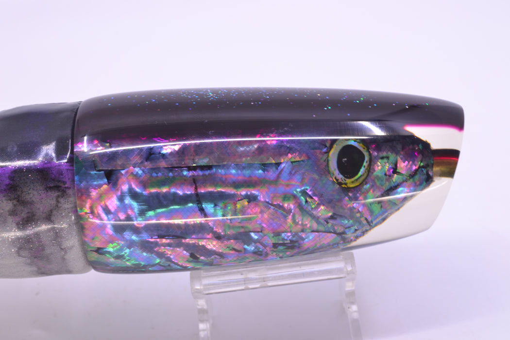 Ali'i Kai Lures Abalone Shell Fish Head Purple Back Large Plunger 14" 10.5oz FT Vinyl