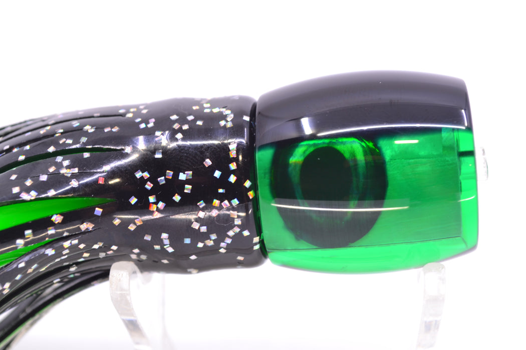 Moyes Lures Green MOP Black Back Taxi Eyes Large Tang 9" 3oz Skirted Black/Green