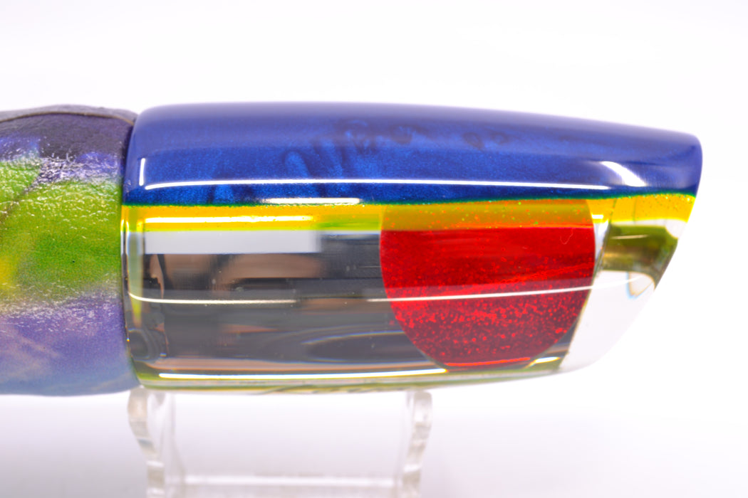 Koya Lures Mirrored Blue-Yellow Back Red Eyes Medium Poi Dog 14" 10oz ALV Vinyl Yellowfin