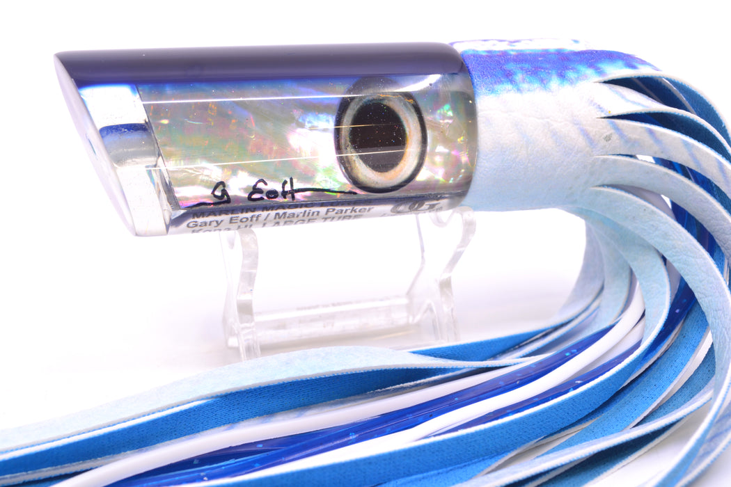 Marlin Magic Lures White Awabi Blue Back Taxi Eyes Large Tube 12" 7oz ALV Vinyl Ballyhoo