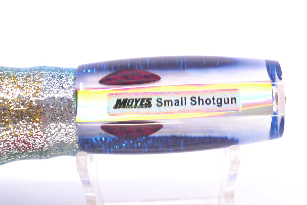 Moyes Lures White MOP Blue Glitter Back Red Eyes Small Shotgun 9" 4oz Skirted GZE