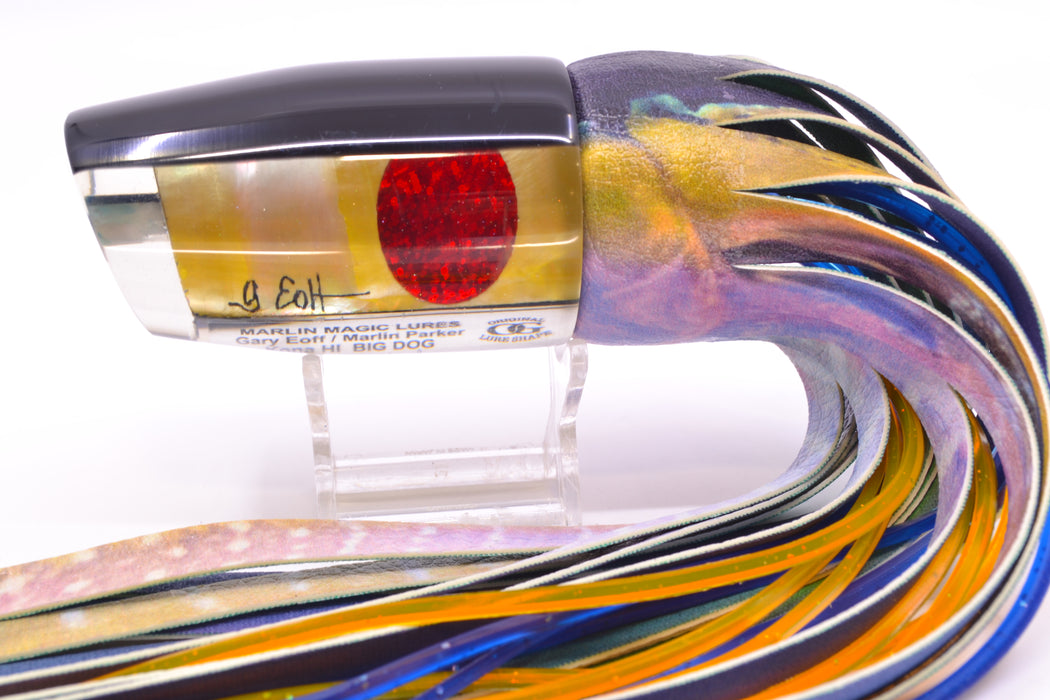 Marlin Magic Golden MOP Black Back Red Eyes Big Dog 14" 10oz ALV Vinyl Yellowfin
