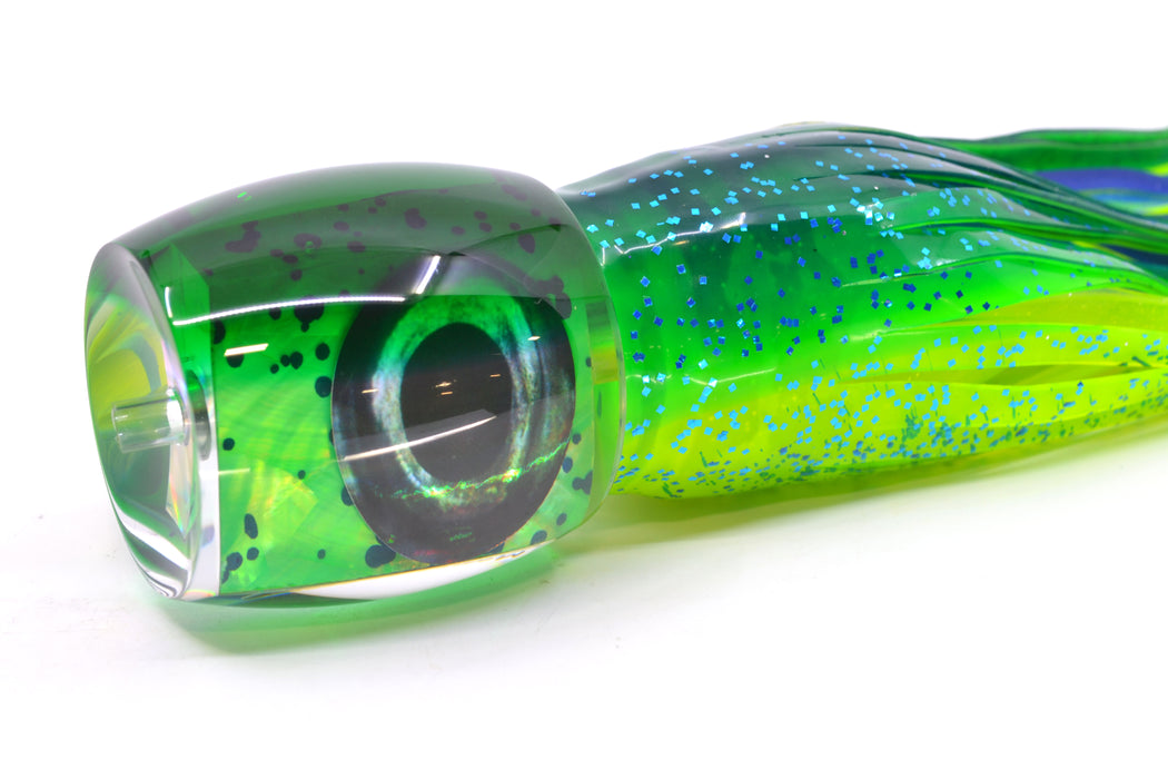 Moyes Lures Mahi MOP Green Back Taxi Eyes XL Secret 14" 9oz Skirted Mahi