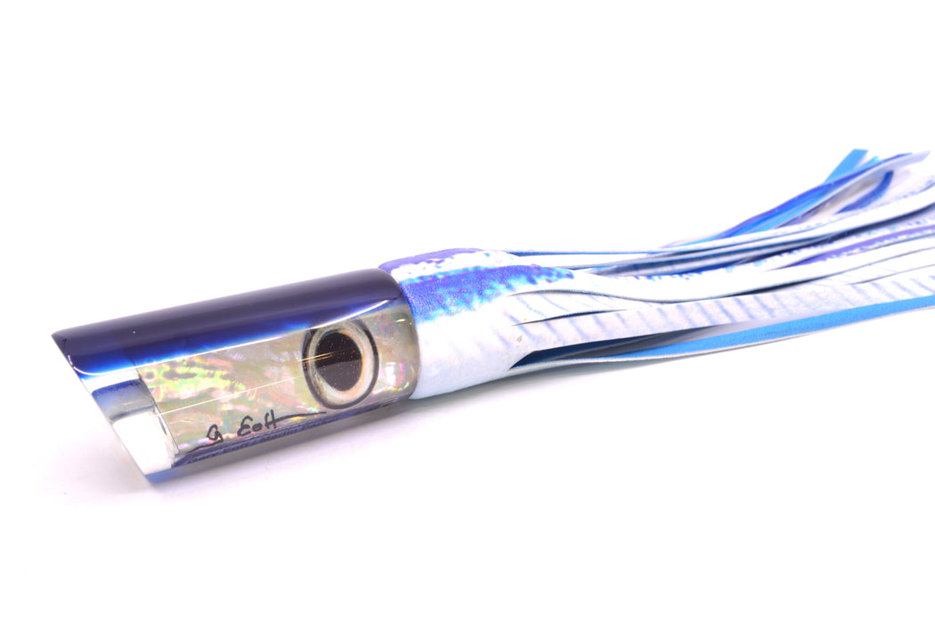 Marlin Magic Lures White Awabi Blue Back Taxi Eyes Large Tube 12" 7oz ALV Vinyl Ballyhoo