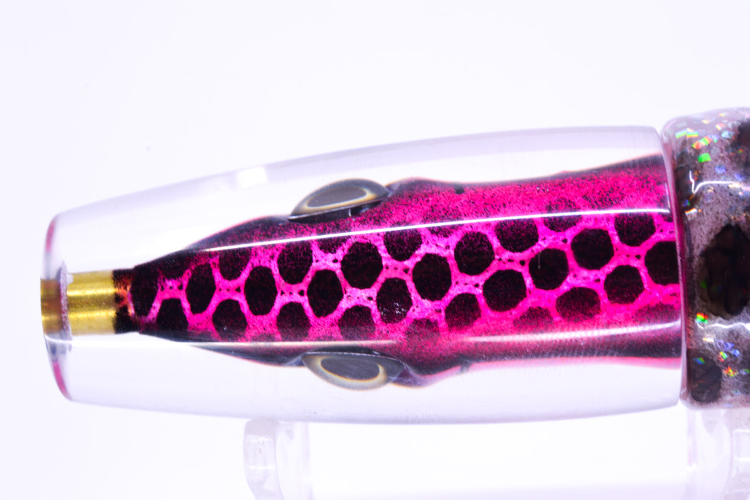Tsutomu Lures Pink with Black Dots Fish Head Ali'i Invert 7" 5.7oz Skirted Black Dots/Pink