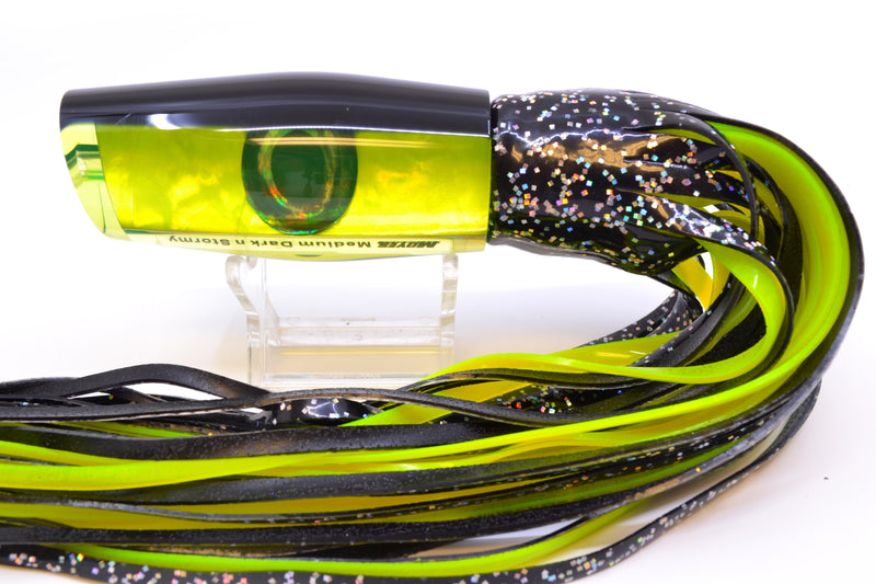 Moyes Lures Chartreuse MOP Black Back Medium Dark-N-Stormy 12" 8.5oz Skirted