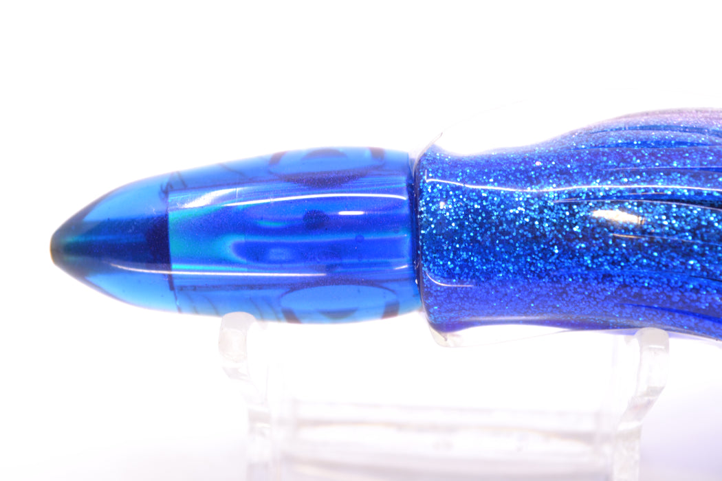 Bomboy Lures White Abalone Blue Back Black-Silver-Red Eyes Mini Bomb 5" 2oz Skirted with Wings
