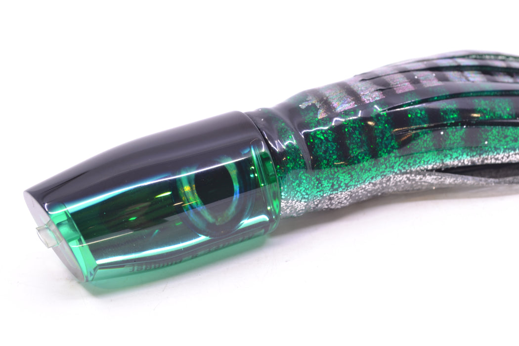 Moyes Lures Green Mirrored Black Back Small Plunger 9" 5oz Skirted Green Aurora GZE
