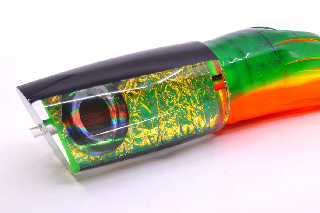 Moyes Lures Green-Orange Dichro Black Back Taxi Eyes XXL B.C.K. Teaser 22oz Skirted