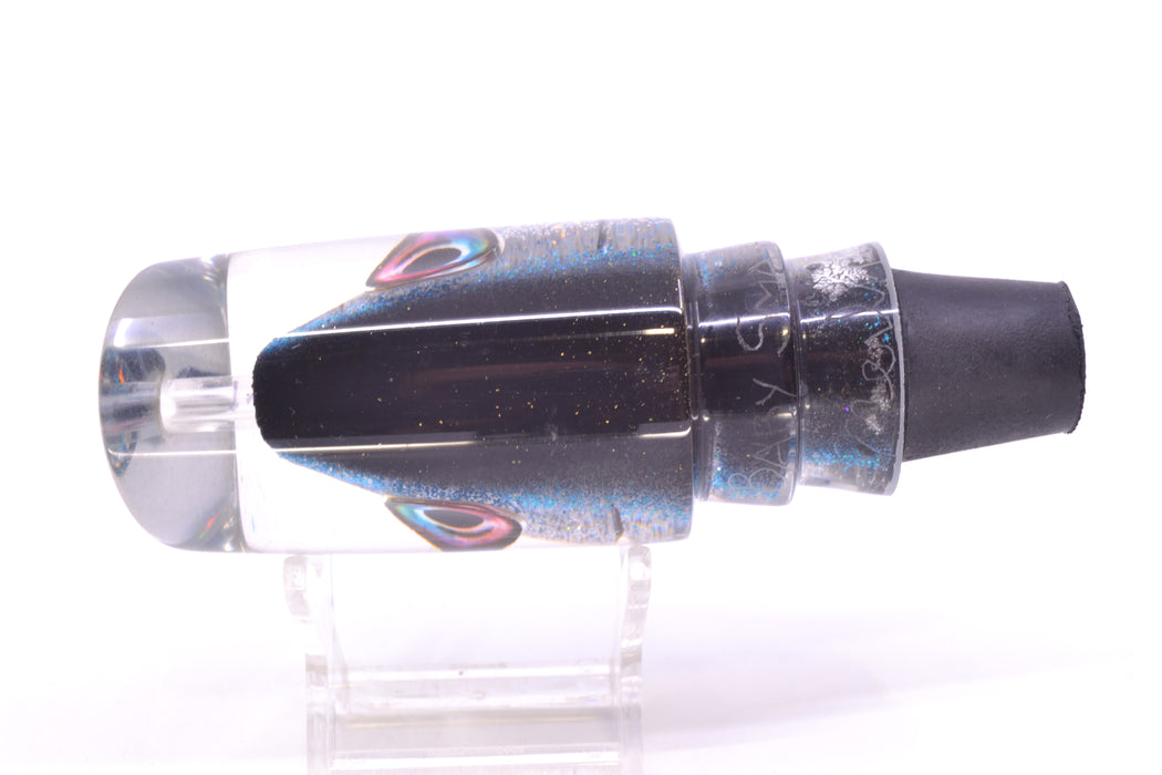 Aloha Lures Chrome Black-Ice Blue Glitter Back "Scared $#!Tless" Baby Smash Bait 12" 7.3oz