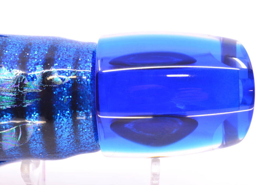 Moyes Lures White MOP Blue Back Taxi Eyes Bushmaster 12" 10oz Skirted Blue Aurora/Pink