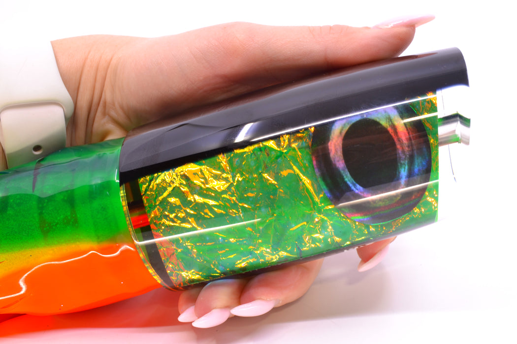 Moyes Lures Green-Orange Dichro Black Back Taxi Eyes XXL B.C.K. Teaser 22oz Skirted