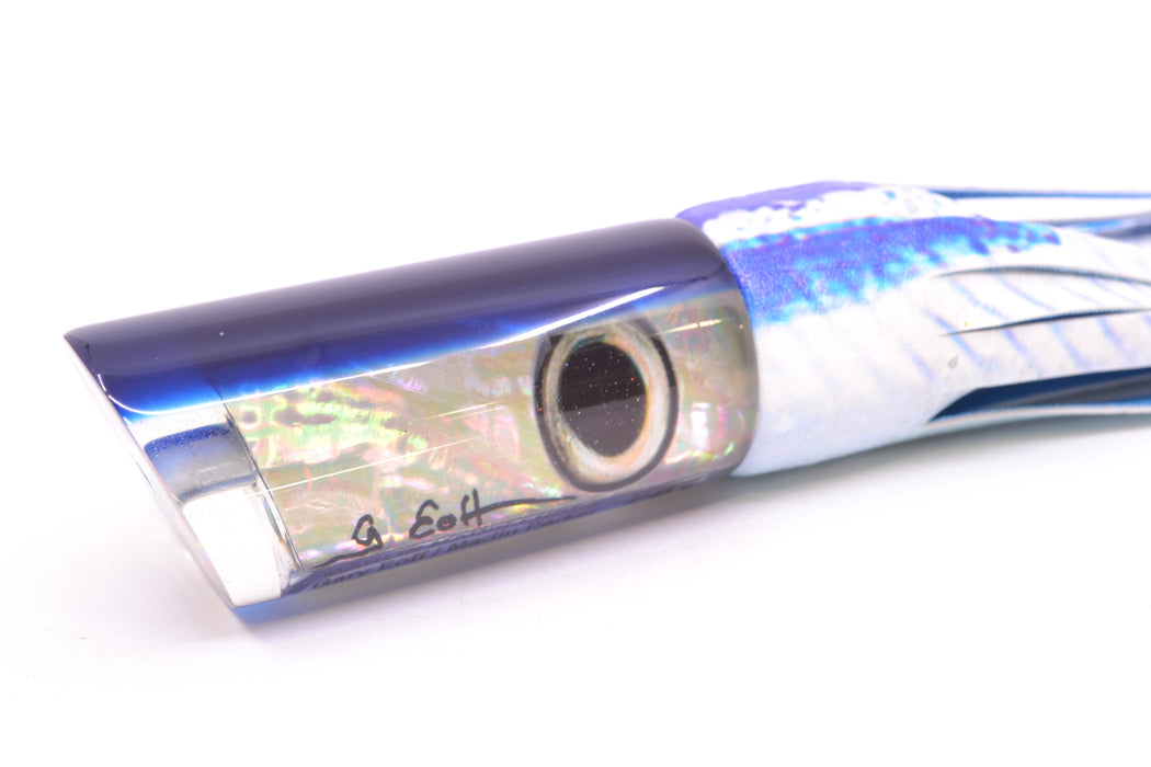 Marlin Magic Lures White Awabi Blue Back Taxi Eyes Large Tube 12" 7oz ALV Vinyl Ballyhoo