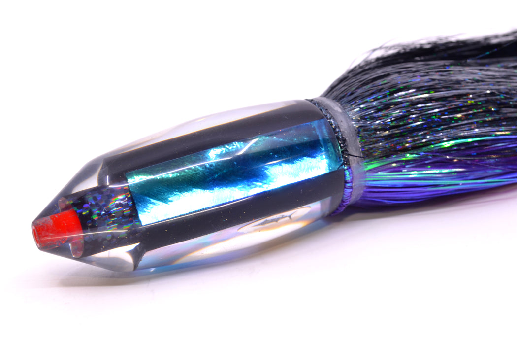 Aloha Lures Blue-Purple-Teal Dichro Black Rainbow Deep Six 9" 6oz Strobez Black-Purple