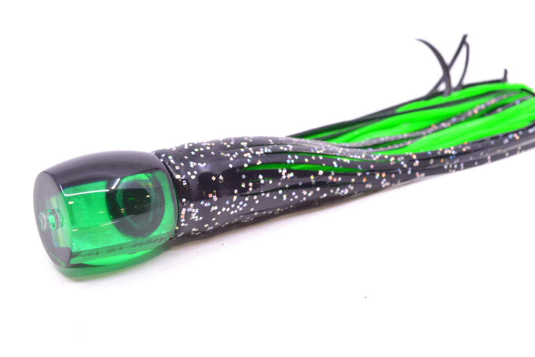 Moyes Lures Green MOP Black Back Taxi Eyes Large Tang 9" 3oz Skirted Black/Green