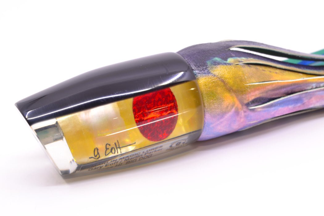 Marlin Magic Golden MOP Black Back Red Eyes Big Dog 14" 10oz ALV Vinyl Yellowfin
