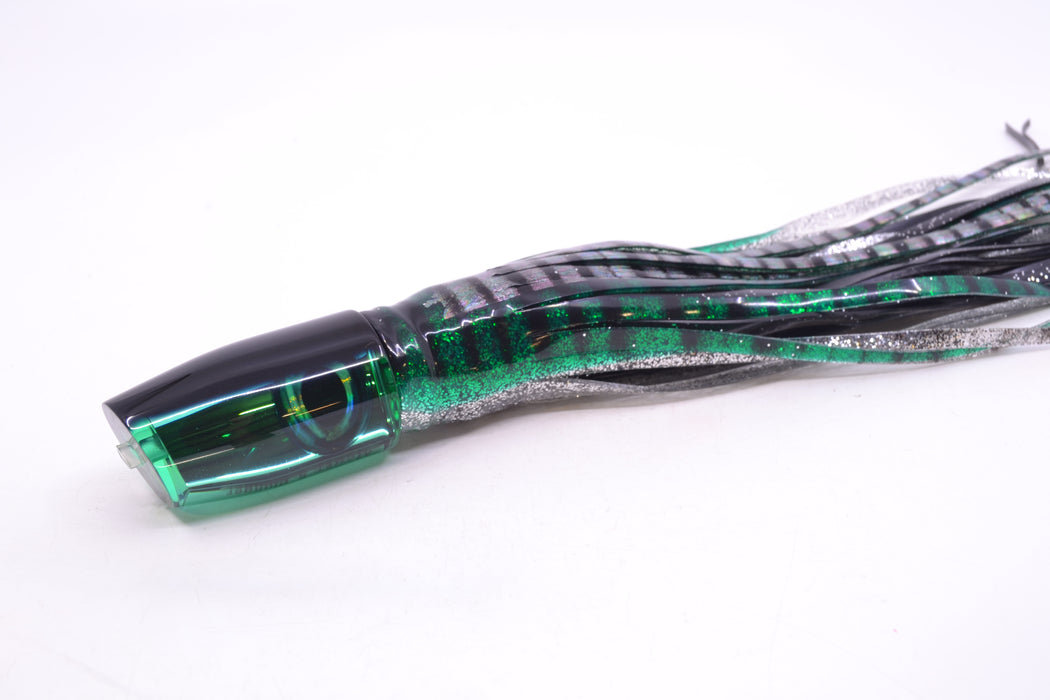 Moyes Lures Green Mirrored Black Back Small Plunger 9" 5oz Skirted Green Aurora GZE