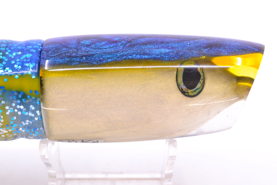 Ali'i Kai Lures Yellowfin Fish Head Medium Plunger 12" 10oz Skirted Blue-Yellow-Silver GZE