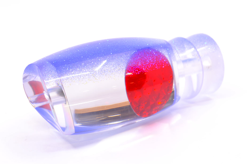 Moyes Lures Clear Mirrored Blue Glitter Back Red Eyes Large Argus 14" 6.5oz