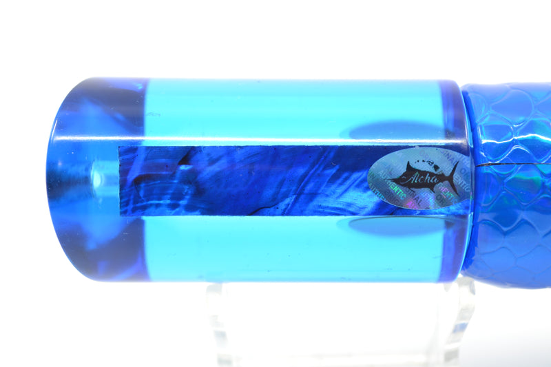 Aloha Lures Blue Mirrored Blue MOP Macho Tube 12" 6oz Vinyl Blue Scale