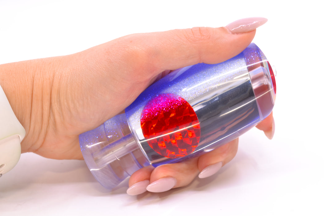 Moyes Lures Clear Mirrored Blue Glitter Back Red Eyes Large Argus 14" 6.5oz