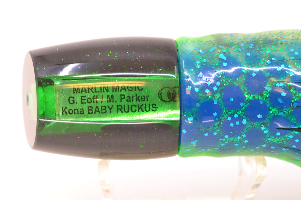 Marlin Magic Green MOP Black Back Baby Ruckus 10" 6.5oz Skirted Black Dots-Blue Dots