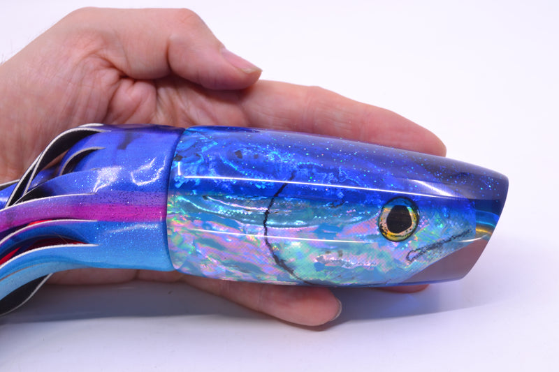 Ali'i Kai Lures Ice Blue Awabi Fish Head Blue Back Large Plunger 14" 10.5oz FT Vinyl