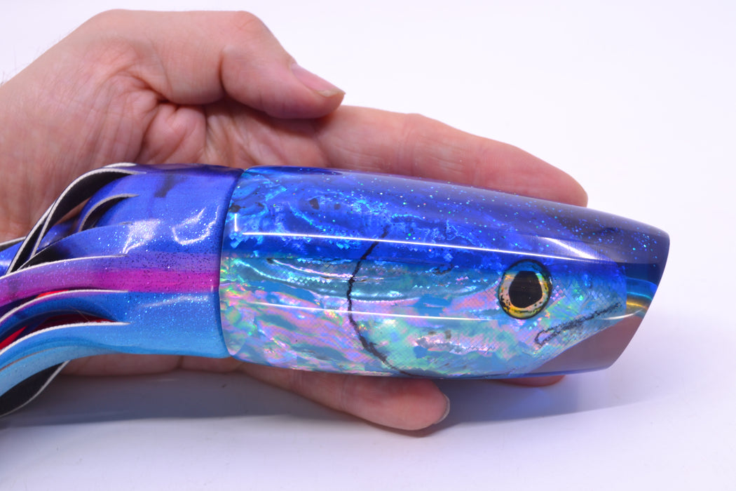 Ali'i Kai Lures Ice Blue Awabi Fish Head Blue Back Large Plunger 14" 10.5oz FT Vinyl