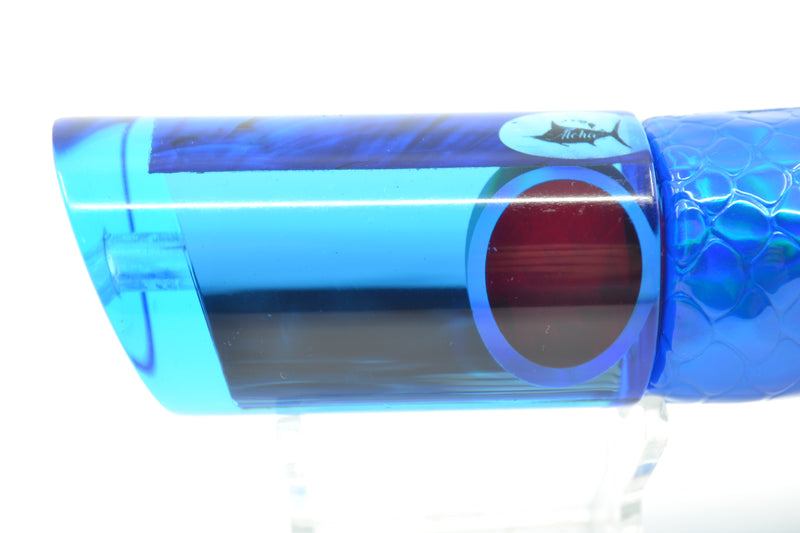 Aloha Lures Blue Mirrored Blue MOP Macho Tube 12" 6oz Vinyl Blue Scale