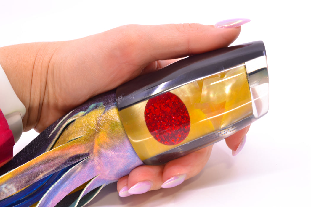 Marlin Magic Golden MOP Black Back Red Eyes Big Dog 14" 10oz ALV Vinyl Yellowfin