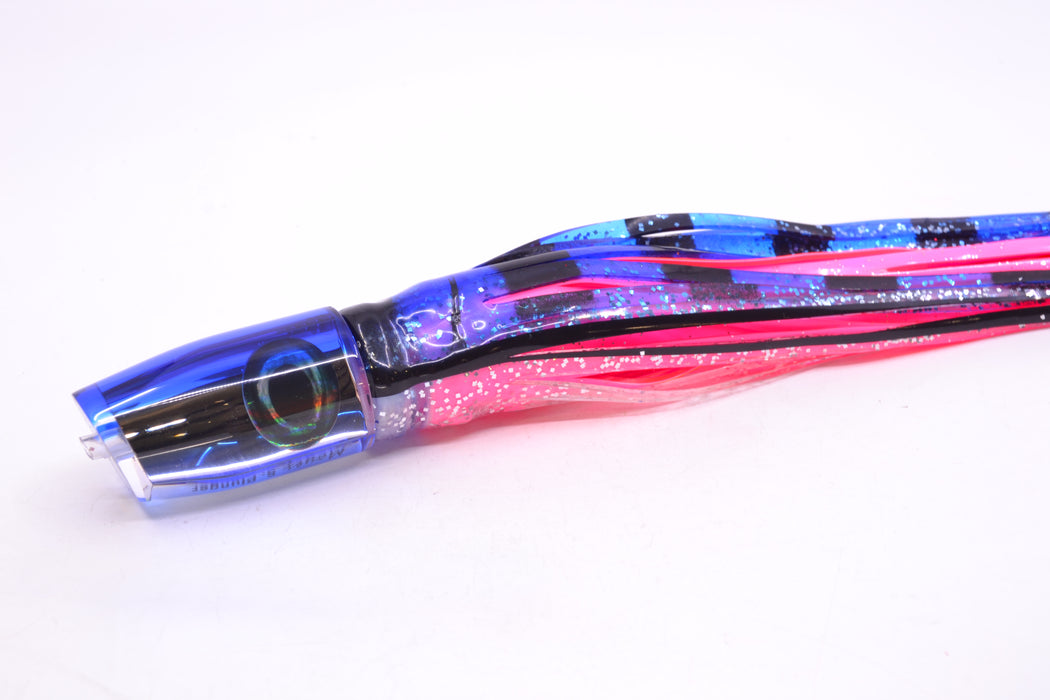 Moyes Lures Clear Mirrored Blue Back Small Plunger 9" 5oz Skirted Black & Blue Bars GZE