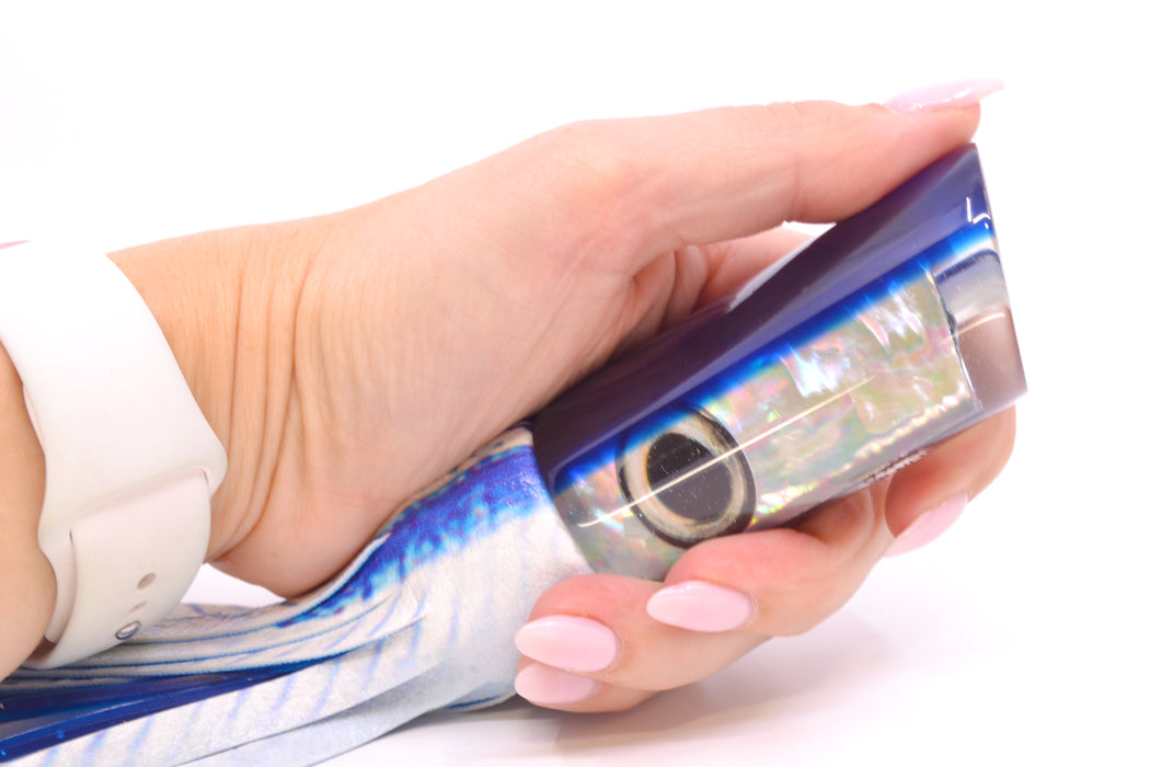 Marlin Magic Lures White Awabi Blue Back Taxi Eyes Large Tube 12" 7oz ALV Vinyl Ballyhoo