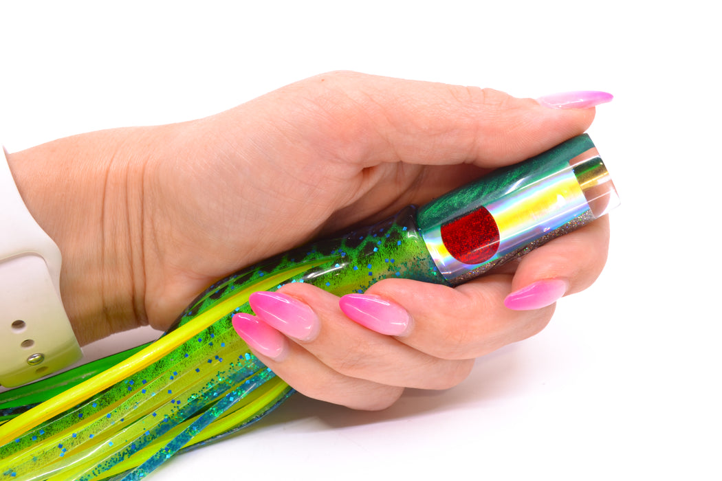 Koya Lures Silver Rainbow Pearl Green Back Red Eyes Hard Head 5.5" 2oz Skirted