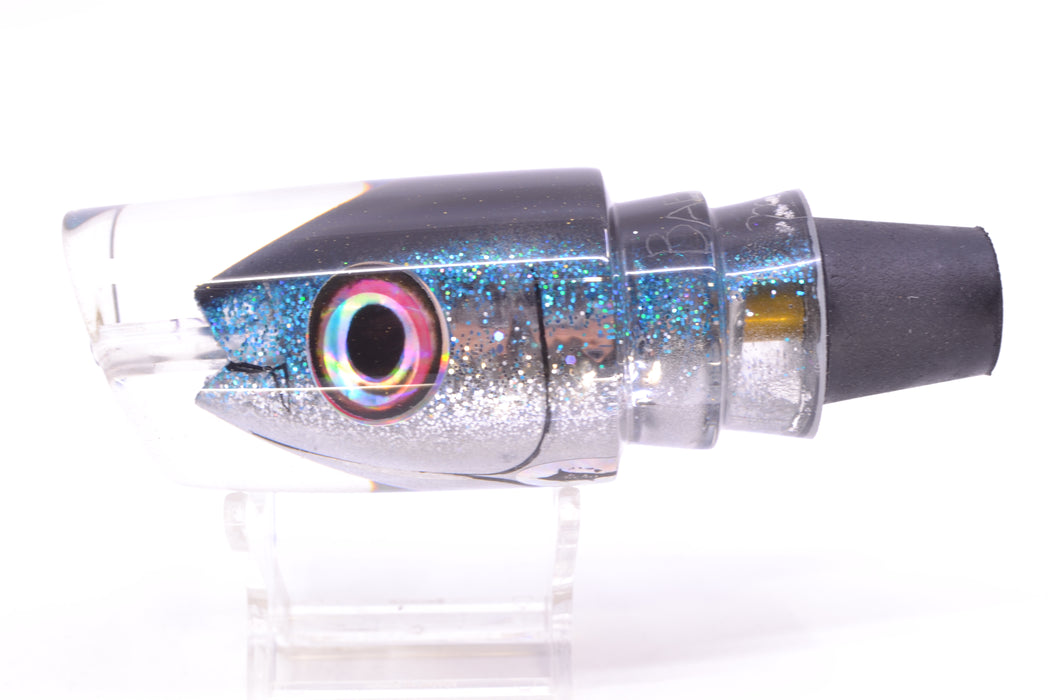 Aloha Lures Chrome Black-Ice Blue Glitter Back "Scared $#!Tless" Baby Smash Bait 12" 7.3oz