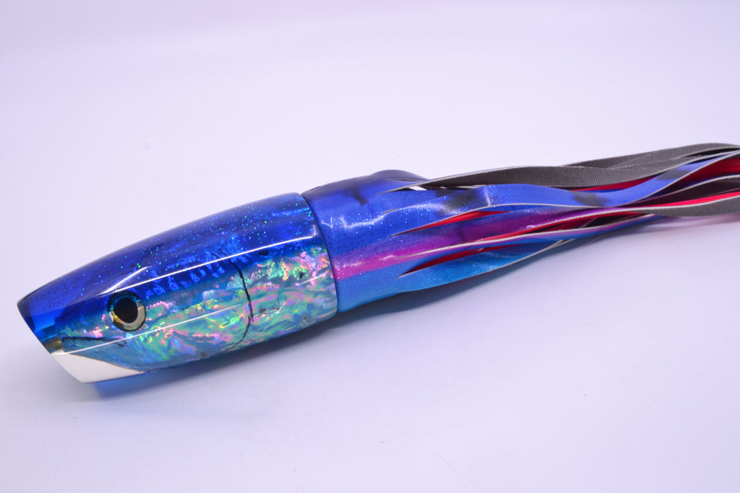 Ali'i Kai Lures Ice Blue Awabi Fish Head Blue Back Large Plunger 14" 10.5oz FT Vinyl