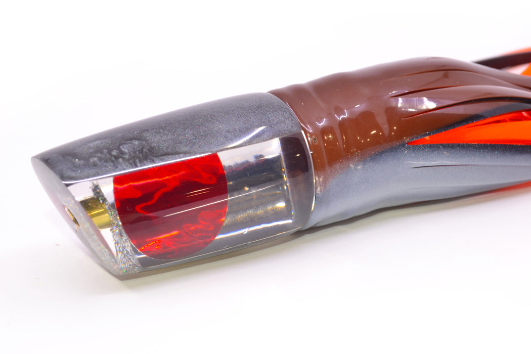 Koya Lures Mirrored Gray Back Red Eyes 614 9" 7oz Skirted Root Beer-Petrolero/Orange GZE