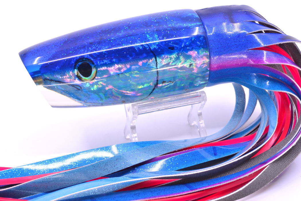 Ali'i Kai Lures Ice Blue Awabi Fish Head Blue Back Large Plunger 14" 10.5oz FT Vinyl