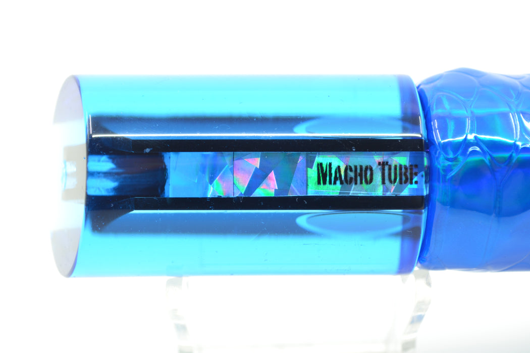 Aloha Lures Blue Mirrored Blue MOP Macho Tube 12" 6oz Vinyl Blue Scale