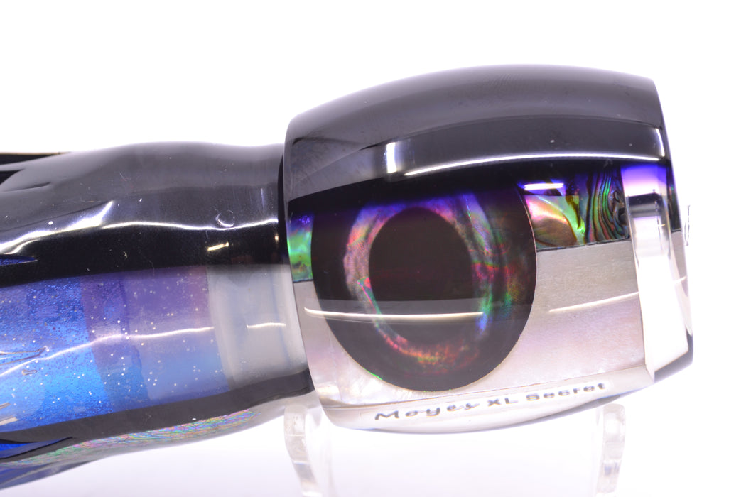 Moyes Lures Skipjack Paua-MOP Black-Purple Back Taxi Eyes XL Secret 14" 9oz Skirted