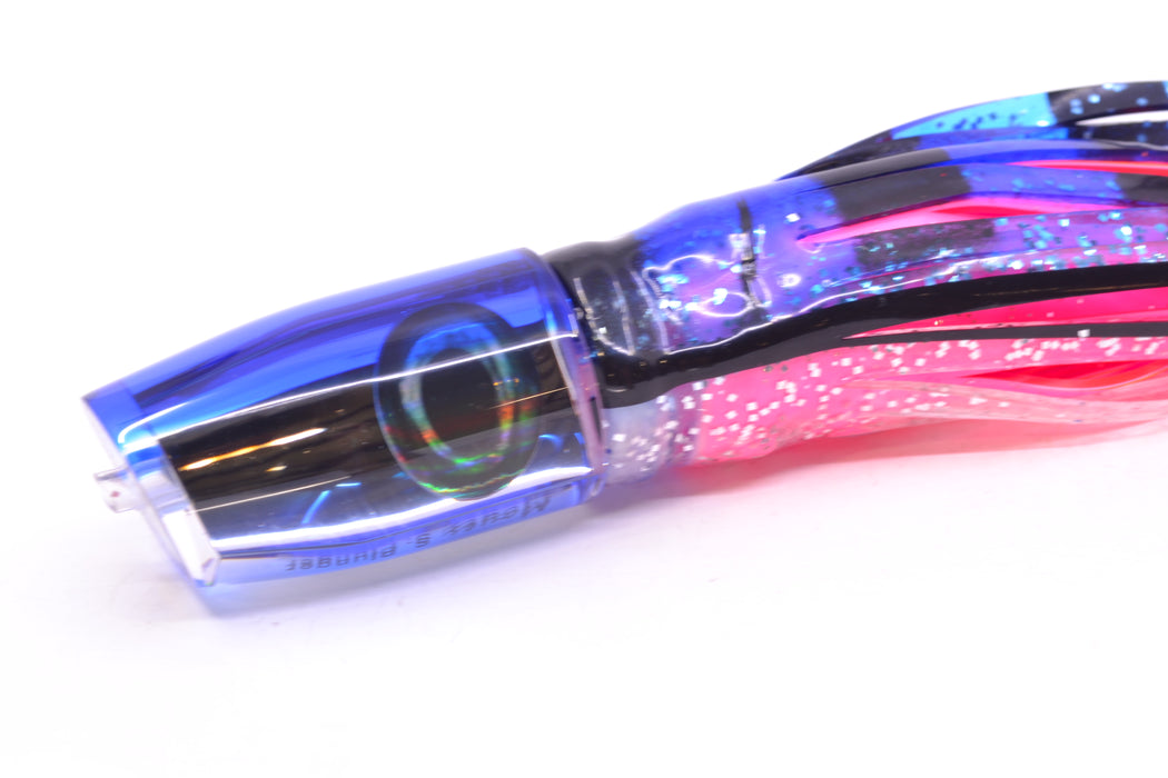 Moyes Lures Clear Mirrored Blue Back Small Plunger 9" 5oz Skirted Black & Blue Bars GZE