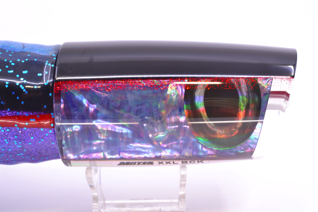 Moyes Lures Rainbow MOP Black-Red Back Taxi Eyes XXL B.C.K. Teaser 22oz Skirted
