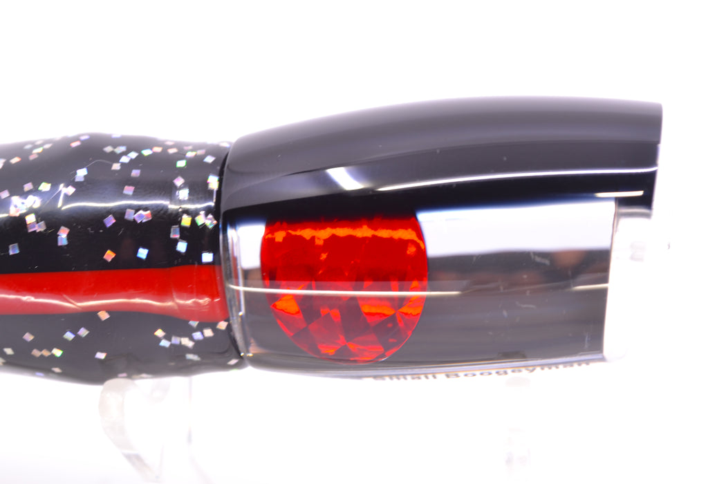 Moyes Lures Clear Mirrored Black Back Small Boogeyman 9" 3.5oz Skirted Black/Silver