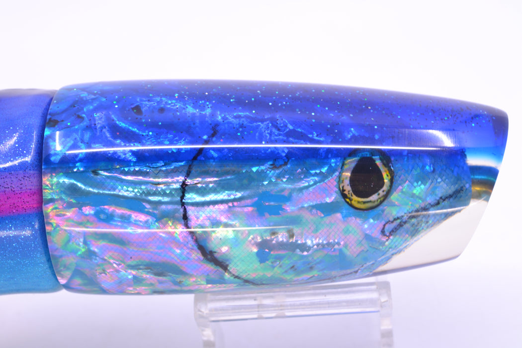Ali'i Kai Lures Ice Blue Awabi Fish Head Blue Back Large Plunger 14" 10.5oz FT Vinyl