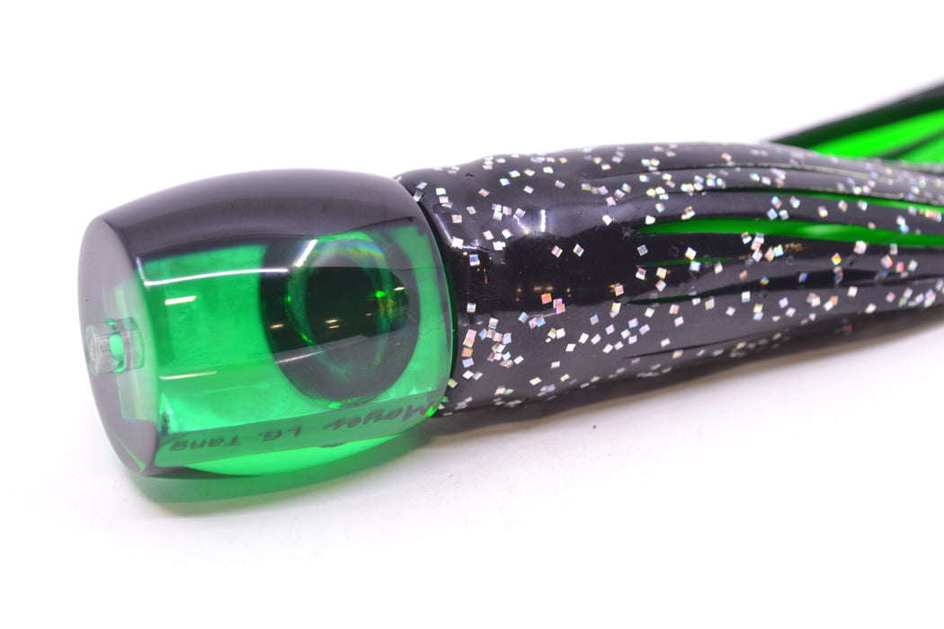 Moyes Lures Green MOP Black Back Taxi Eyes Large Tang 9" 3oz Skirted Black/Green