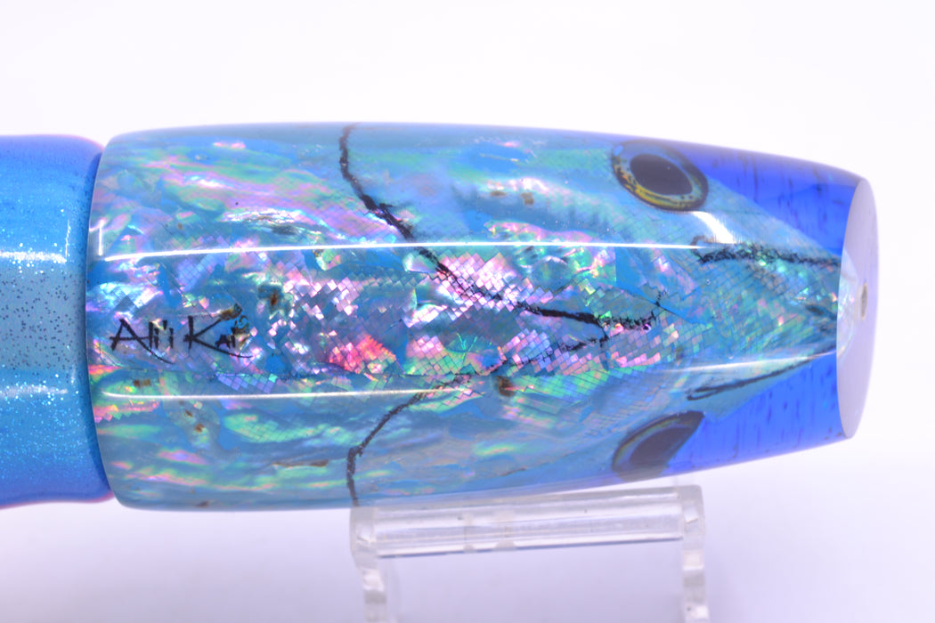 Ali'i Kai Lures Ice Blue Awabi Fish Head Blue Back Large Plunger 14" 10.5oz FT Vinyl