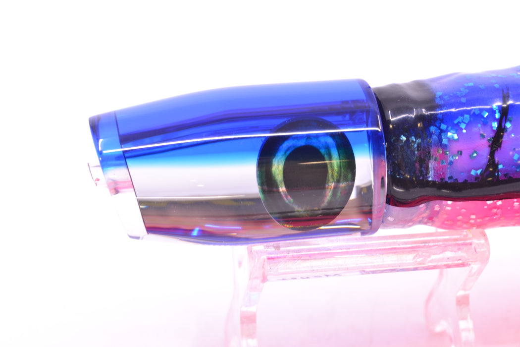 Moyes Lures Clear Mirrored Blue Back Small Plunger 9" 5oz Skirted Black & Blue Bars GZE