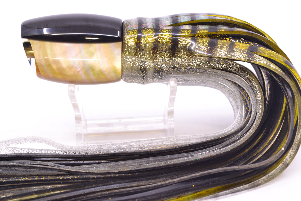 Crampton Baits Real Golden MOP Black Back Small DT 9" 4oz Skirted Yellow Aurora