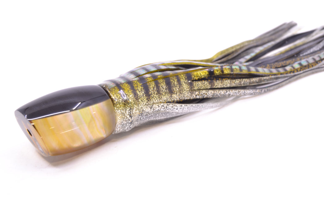 Crampton Baits Real Golden MOP Black Back Small DT 9" 4oz Skirted Yellow Aurora