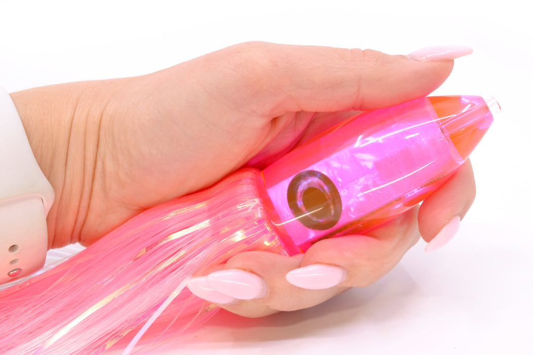 Moyes Lures Pink MOP Medium Ono Bullet 9" 5.5oz Skirted Mixed Pink-White Hair