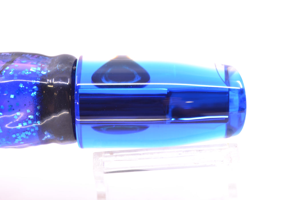 Moyes Lures Clear Mirrored Blue Back Small Plunger 9" 5oz Skirted Black & Blue Bars GZE